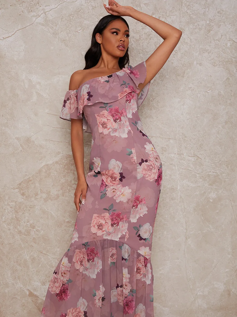 Floral Frill Detail Printed Maxi Dress sold by Chi Chi London product image thumbnail 2
