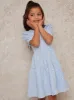 Girls Short Sleeve Tiered Midi Dress in Blue sold by Chi Chi London