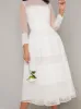 Bridal Lace Embroidered Midi Dress in White sold by Chi Chi London