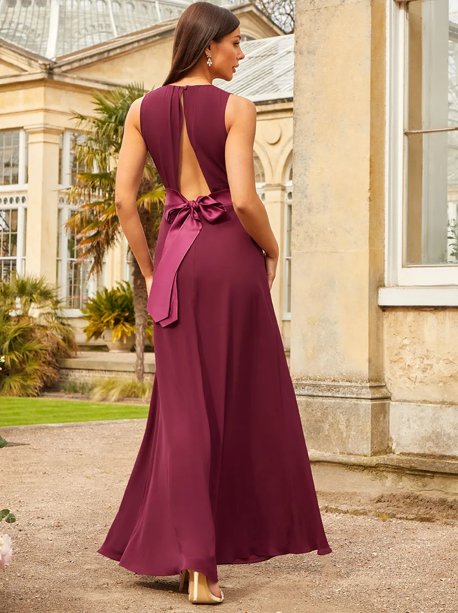 Cut-Out Bow Back Maxi Dress in Wine sold by Chi Chi London product image thumbnail 3