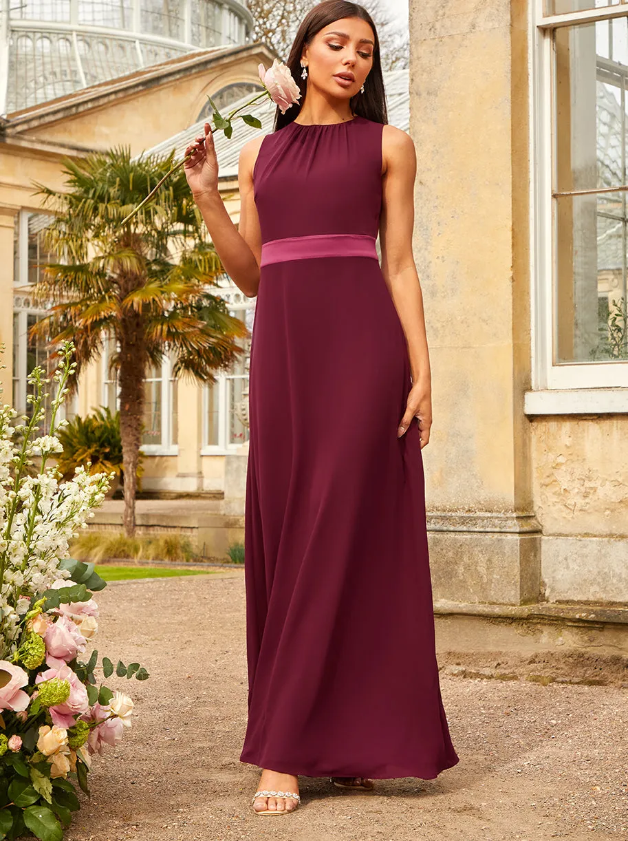 Cut-Out Bow Back Maxi Dress in Wine sold by Chi Chi London product image thumbnail 2