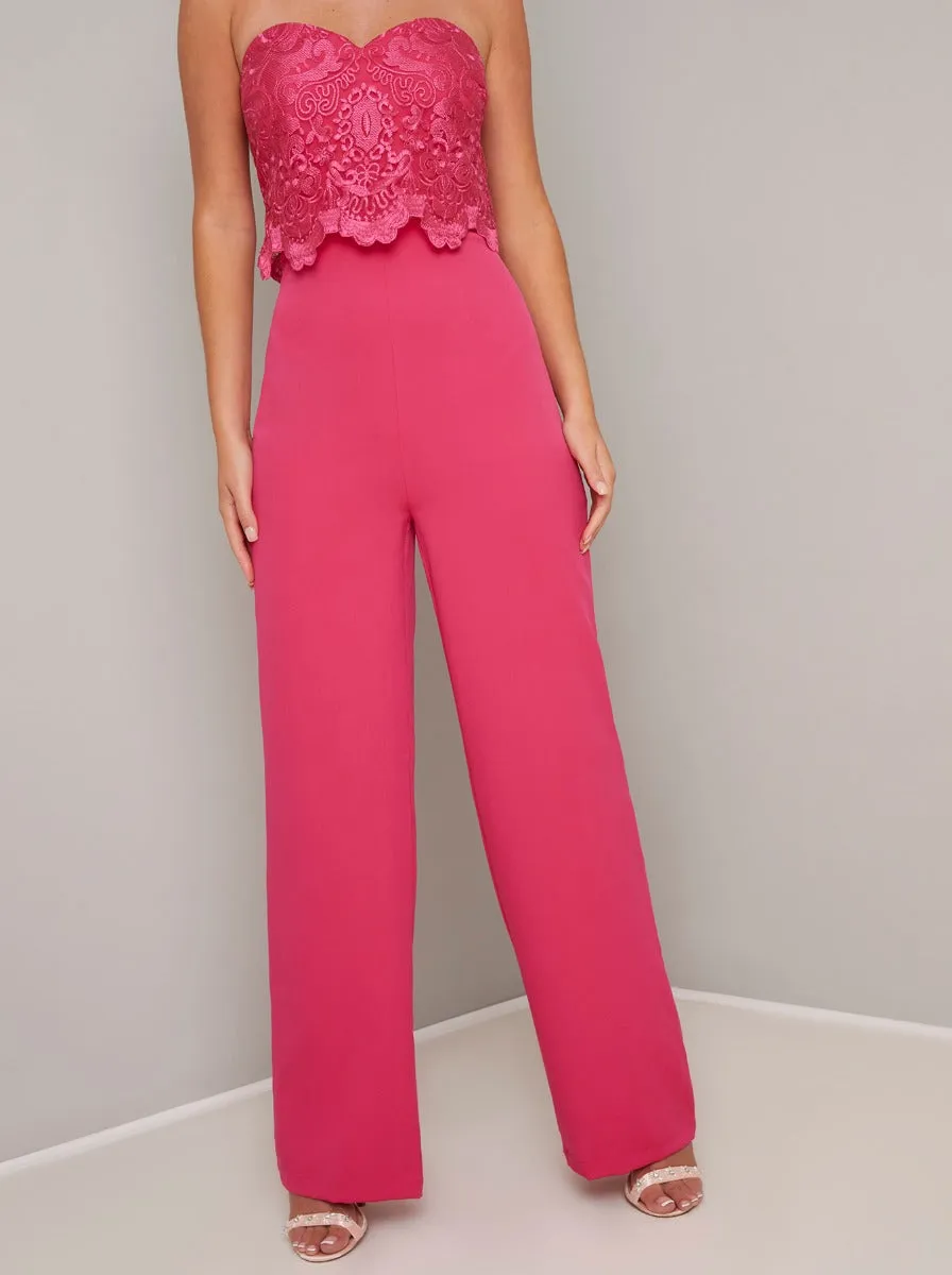 Embroidered Bodice Sleeveless Jumpsuit in Fuschia sold by Chi Chi London product image thumbnail 4