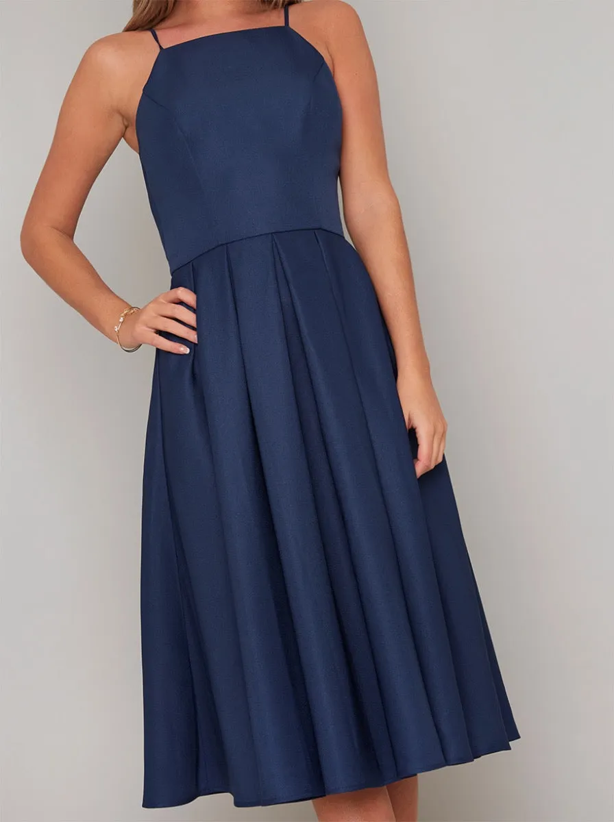 High Neck Cami Strap Midi Dress In Blue sold by Chi Chi London product image thumbnail 3