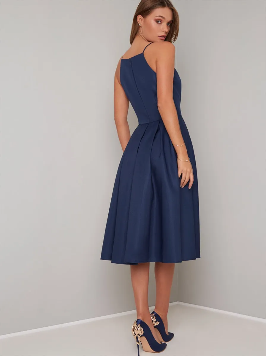High Neck Cami Strap Midi Dress In Blue sold by Chi Chi London product image thumbnail 2