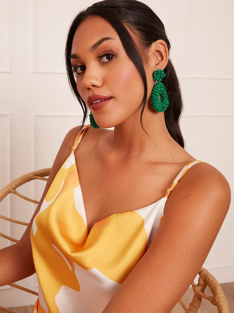 Statement Beaded Oval Earrings in Green sold by Chi Chi London product image thumbnail 2