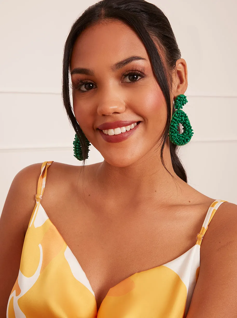 Statement Beaded Oval Earrings in Green sold by Chi Chi London product image thumbnail 3