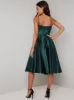 Cami Strap Silky Midi Dress in Green sold by Chi Chi London