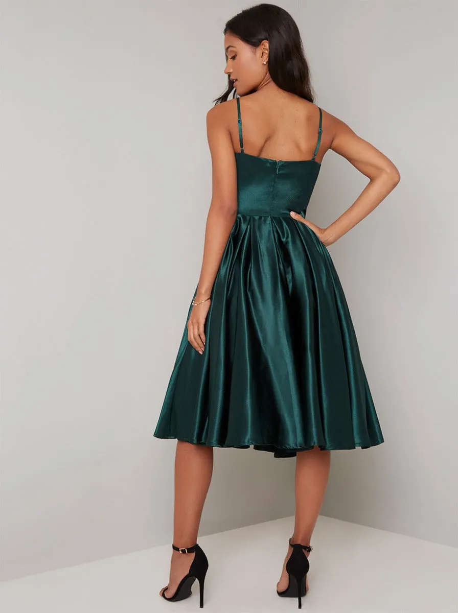 Cami Strap Silky Midi Dress in Green sold by Chi Chi London product image thumbnail 2