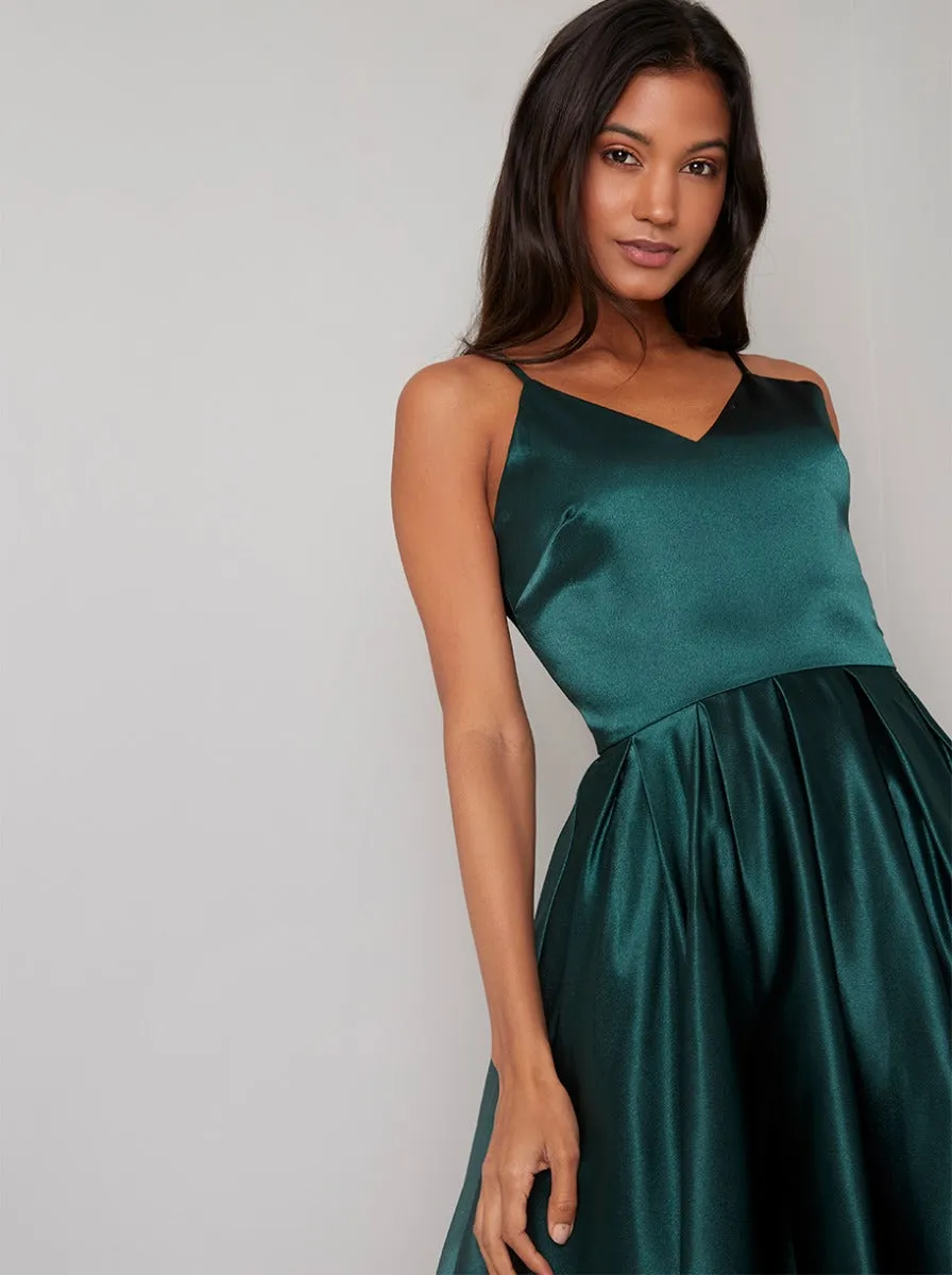 Cami Strap Silky Midi Dress in Green sold by Chi Chi London product image thumbnail 3