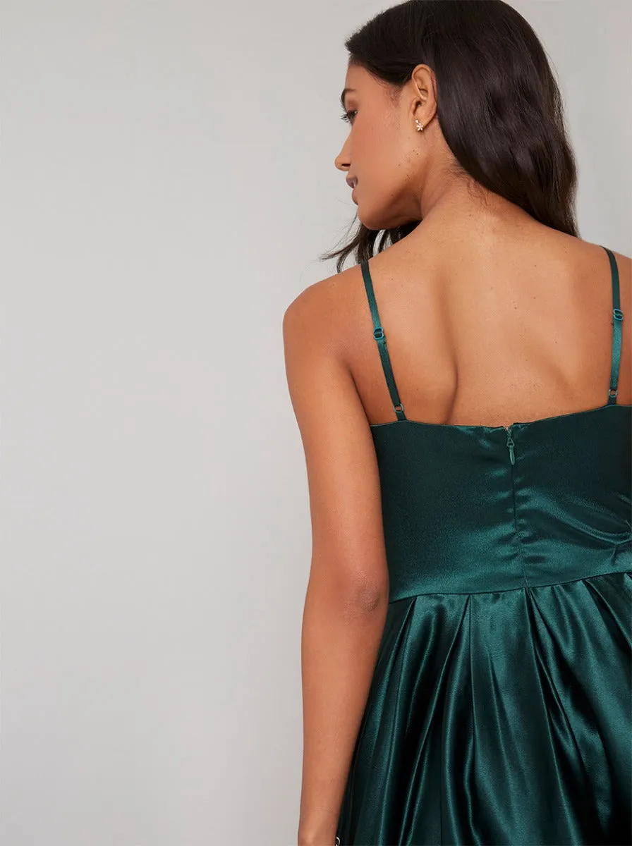 Cami Strap Silky Midi Dress in Green sold by Chi Chi London product image thumbnail 4