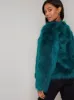 Faux Fur Crop Jacket in Green sold by Chi Chi London