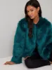 Faux Fur Crop Jacket in Green sold by Chi Chi London
