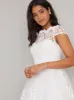 Cap Sleeved Baroque Lace Midi Dress in White sold by Chi Chi London
