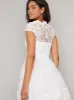 Cap Sleeved Baroque Lace Midi Dress in White sold by Chi Chi London