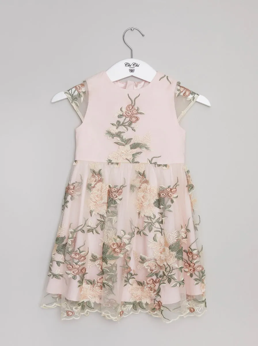 Girls Lace Embroidered Dress in Cream sold by Chi Chi London product image thumbnail 2