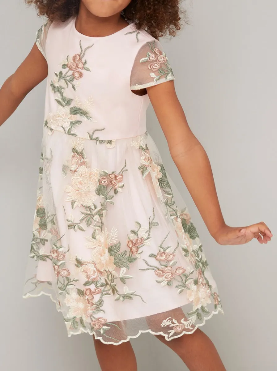 Girls Lace Embroidered Dress in Cream sold by Chi Chi London product image thumbnail 3