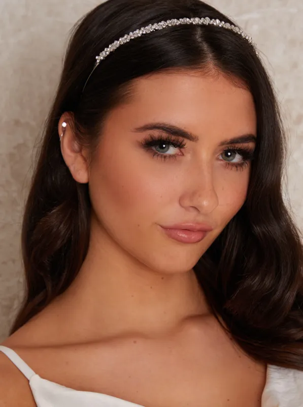 Delicate Diamante Detail Headband in Silver Tone sold by Chi Chi London