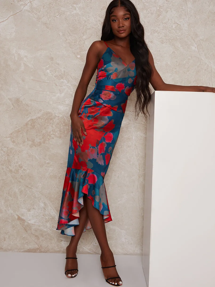 Sleeveless Floral Print Midi Dress in Navy sold by Chi Chi London product image thumbnail 3