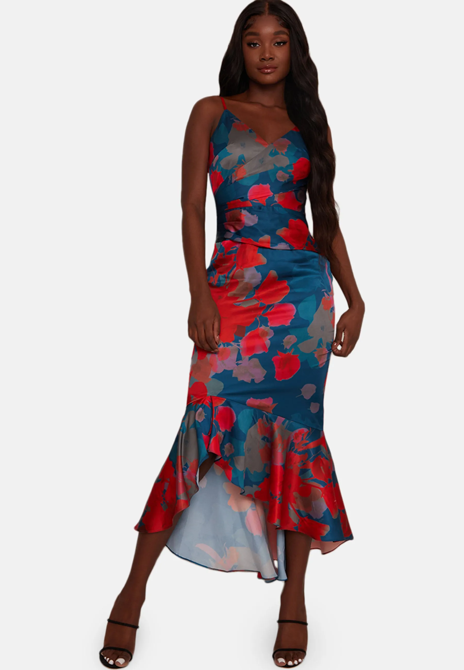Sleeveless Floral Print Midi Dress in Navy sold by Chi Chi London product image thumbnail 5
