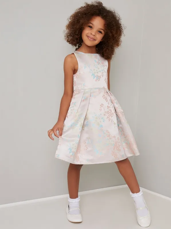 Girls Jacquard Midi Dress in Pink sold by Chi Chi London