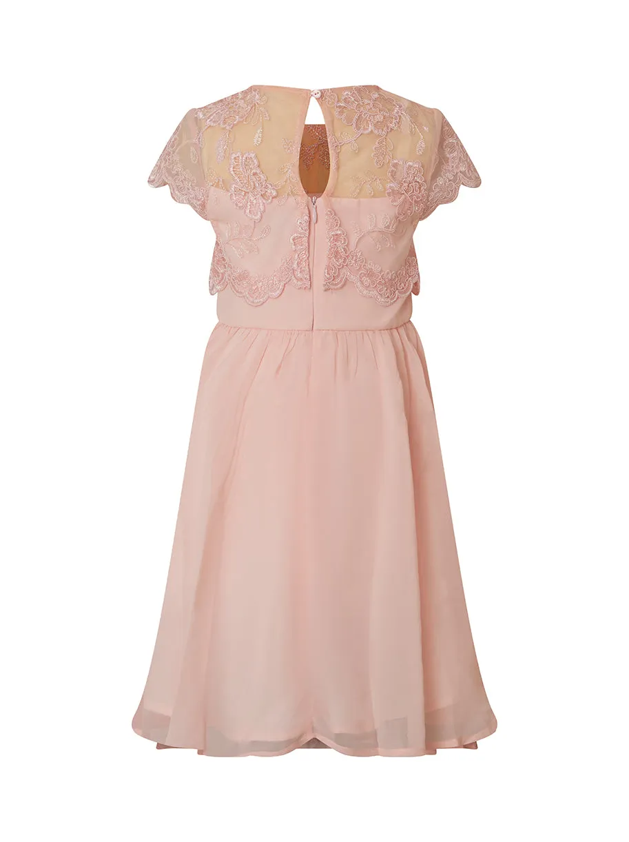 Plus Size Lace Bodice Chiffon Dress in Pink sold by Chi Chi London product image thumbnail 2