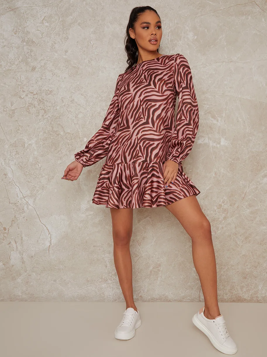 Animal Print Long Sleeve Mini Dress in Pink sold by Chi Chi London product image thumbnail 2