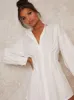 Fitted Waist Shirt Mini Dress in White sold by Chi Chi London