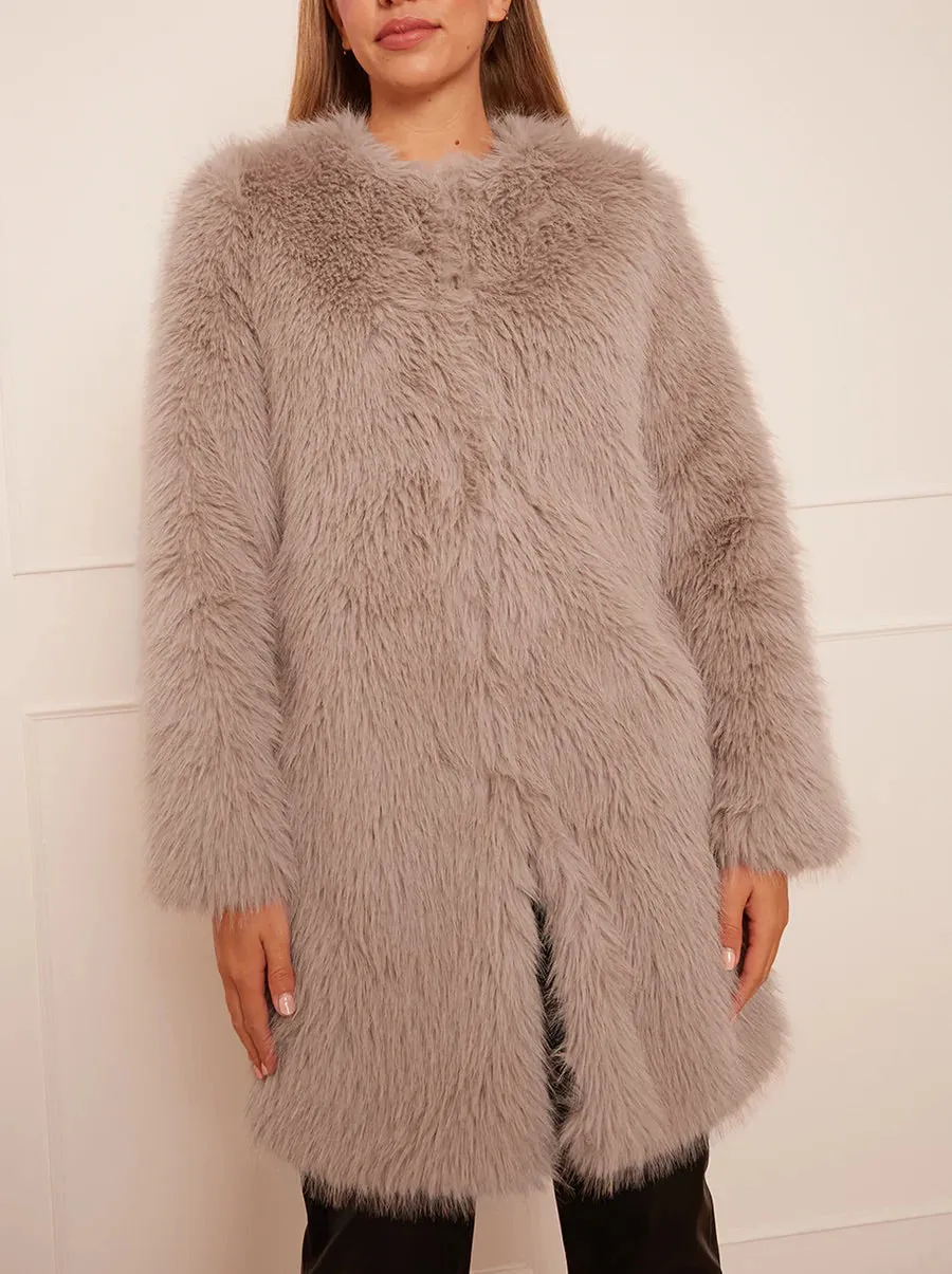 Shaggy Faux Fur Coat in Mink sold by Chi Chi London product image thumbnail 3