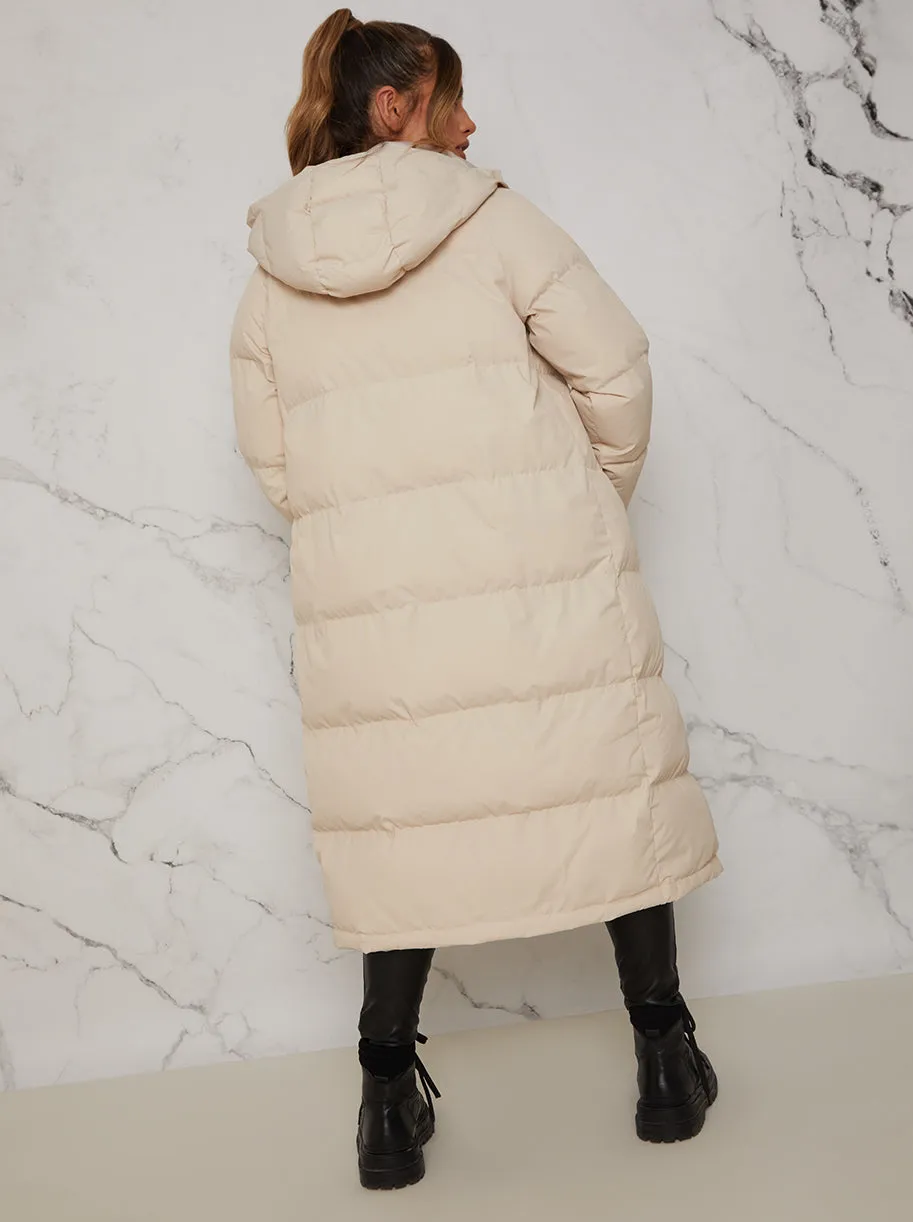 Longline Oversized Padded Puffer Coat in Beige sold by Chi Chi London product image thumbnail 3