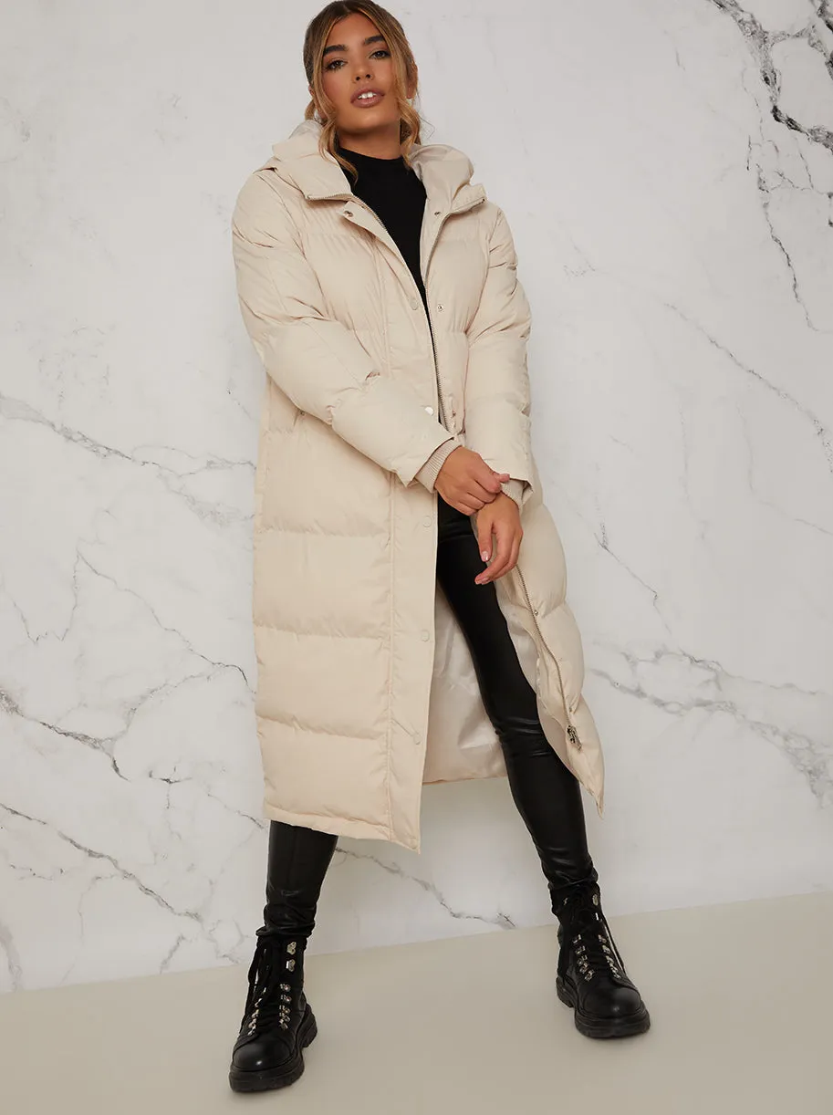 Longline Oversized Padded Puffer Coat in Beige sold by Chi Chi London product image thumbnail 2