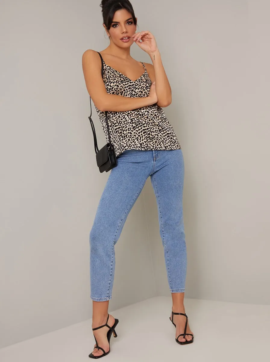 Cami Strap Animal Print Silky Top in Beige sold by Chi Chi London product image thumbnail 2