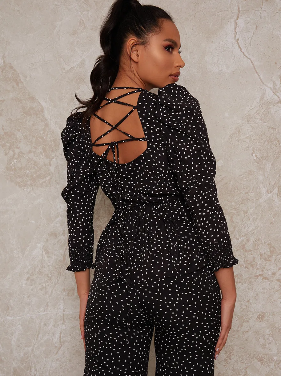 Polka Dot Peplum in Mono sold by Chi Chi London product image thumbnail 4