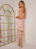 Peplum Floral Embroidered Lace Bodycon Dress in Pink sold by Chi Chi London