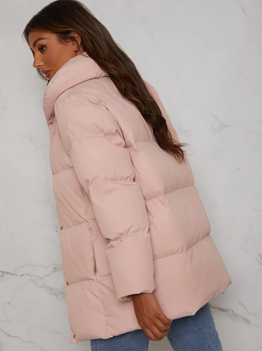 Padded Puffer Coat in Pink sold by Chi Chi London product image thumbnail 3