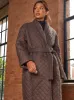 Diamond Quilted Longline Belted Coat in Chocolate sold by Chi Chi London