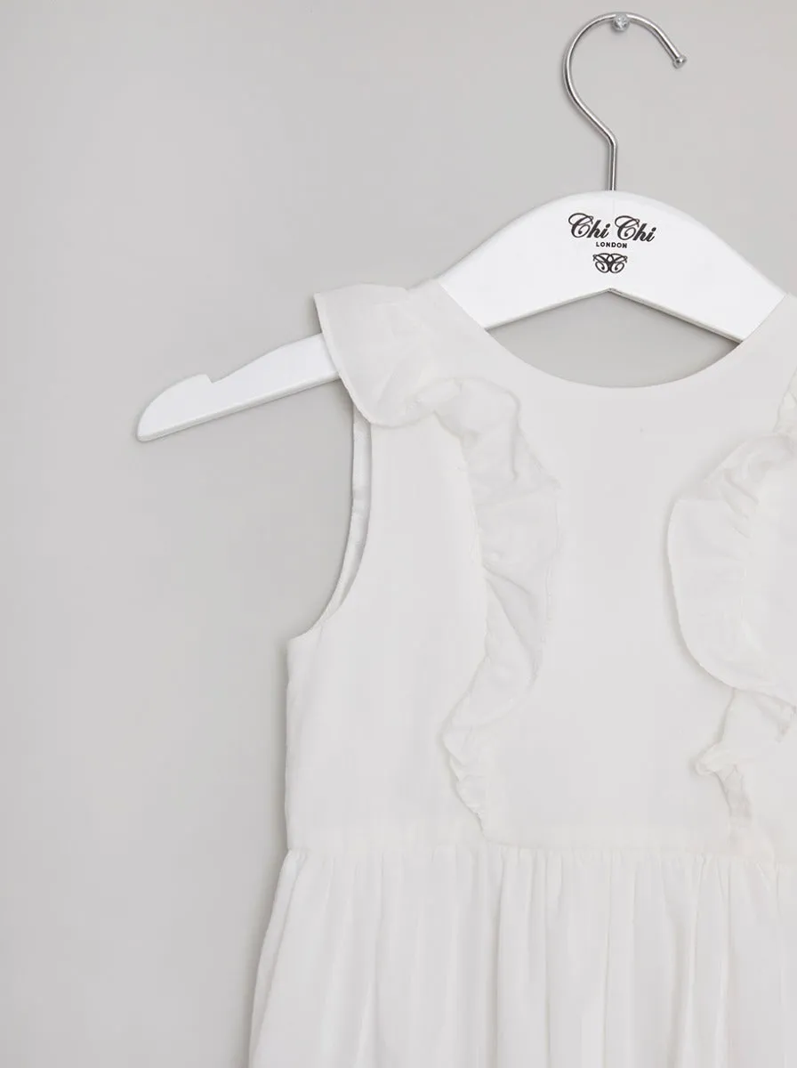 Girls Frill Detail Broderie Dress in White sold by Chi Chi London product image thumbnail 4