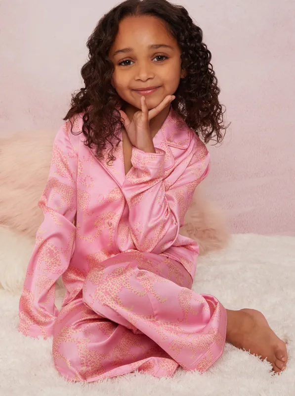 Girls Animal Print Pyjamas in Pink sold by Chi Chi London