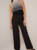 High Neck Crochet Overlay Wide Leg Jumpsuit in Black sold by Chi Chi London