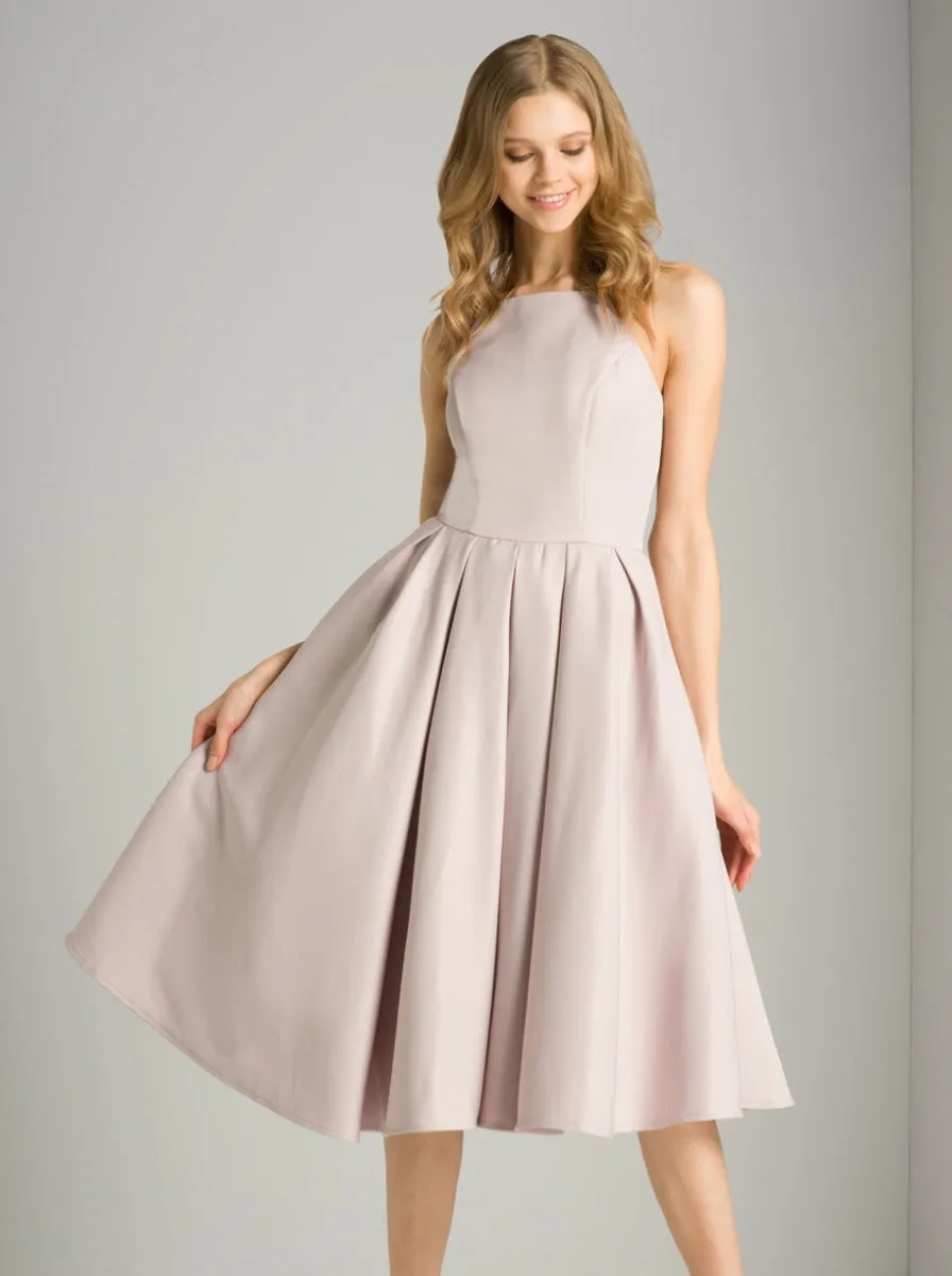 High Neck Midi Dress in Purple sold by Chi Chi London