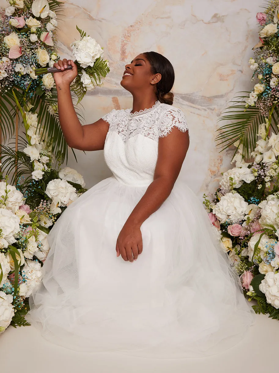 Plus Size Premium Lace Bridal Wedding Dress in White sold by Chi Chi London product image thumbnail 3