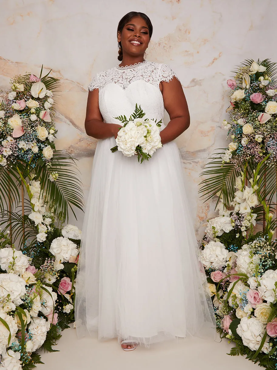 Plus Size Premium Lace Bridal Wedding Dress in White sold by Chi Chi London