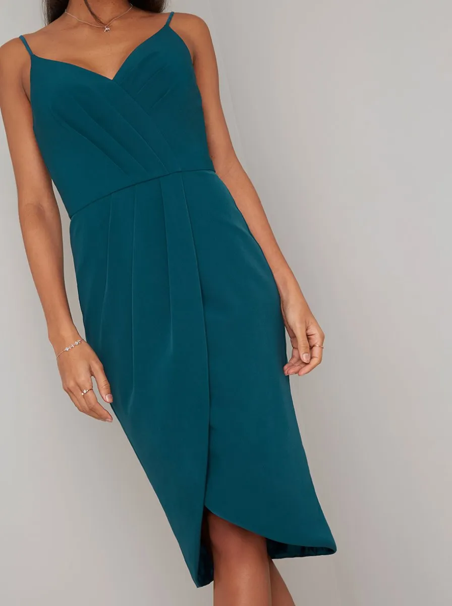 Cami Strap Wrap Detail Midi Dress in Green sold by Chi Chi London product image thumbnail 2