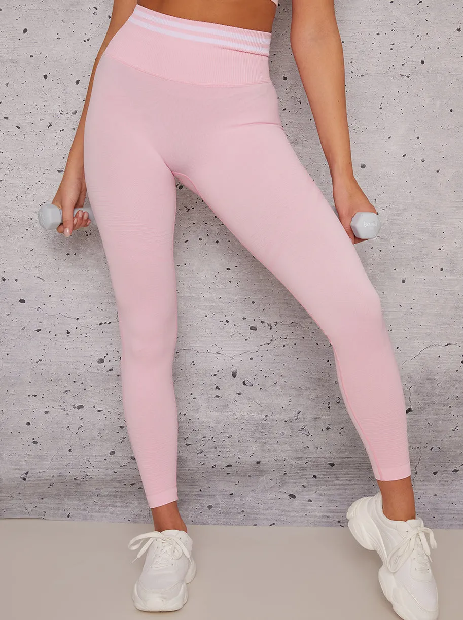High Waisted Sports Leggings in Pink sold by Chi Chi London product image thumbnail 3