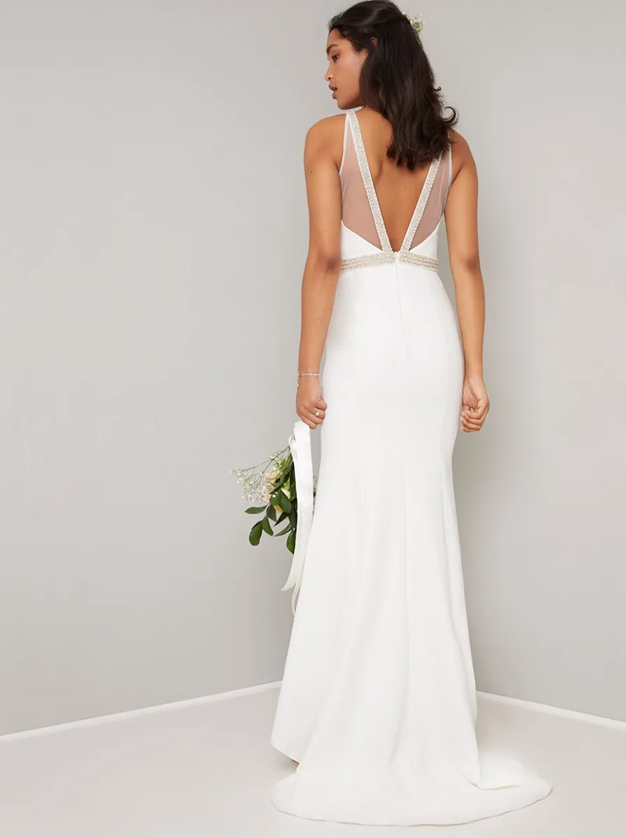 Bridal Embellished Maxi Wedding Dress in White sold by Chi Chi London product image thumbnail 3