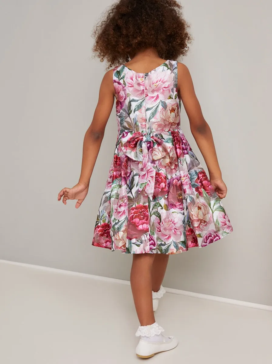 Girls Bold Floral Print Midi Dress In Multi sold by Chi Chi London product image thumbnail 3