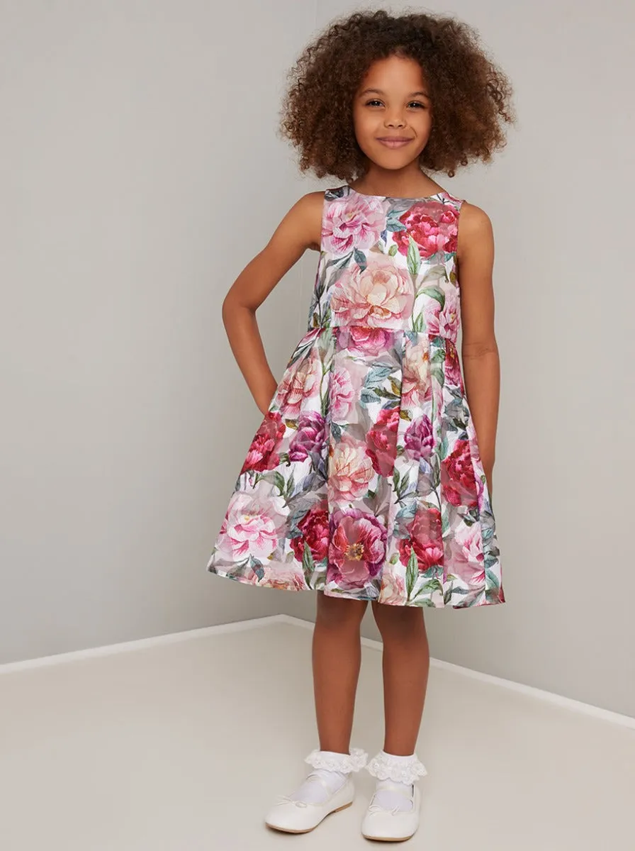 Girls Bold Floral Print Midi Dress In Multi sold by Chi Chi London