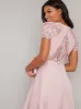 Lace Bodice Detail Dip Hem Dress in Pink sold by Chi Chi London