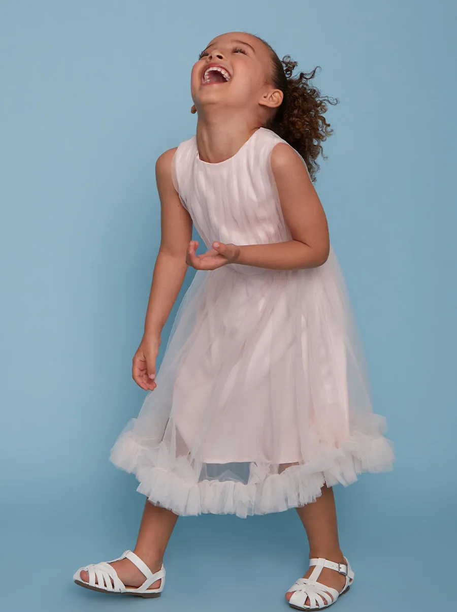 Girls Sleeveless Tulle Midi Dress in Pink sold by Chi Chi London product image thumbnail 5