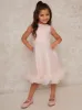 Girls Sleeveless Tulle Midi Dress in Pink sold by Chi Chi London