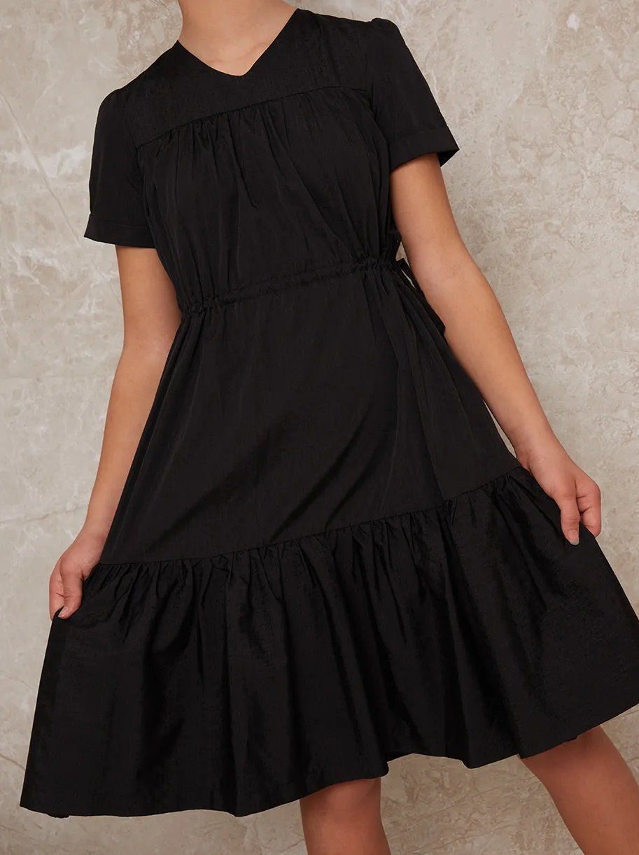Girls Cap Sleeve Midi Dress in Black sold by Chi Chi London product image thumbnail 3